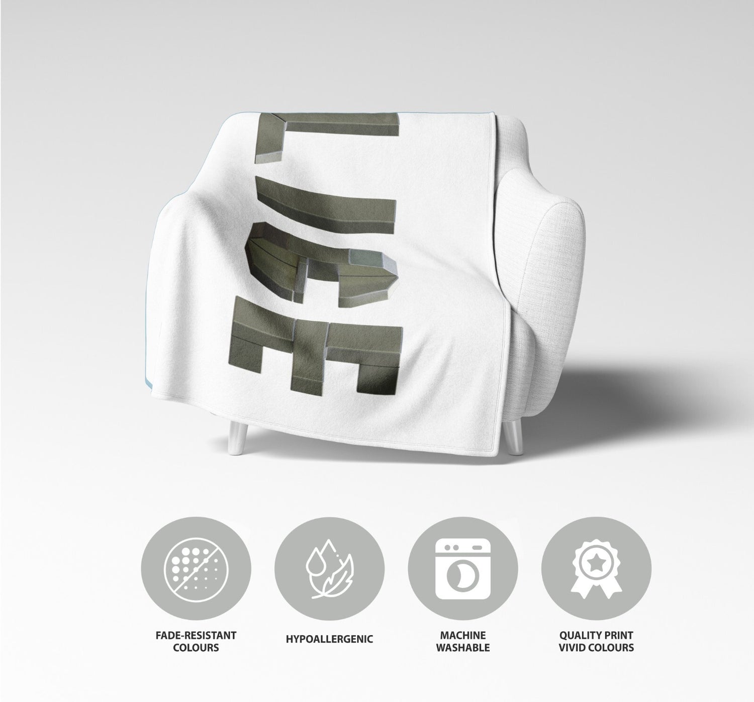 Personalised Geometal 3D Any Name Novelty Soft Fleece Mink Blanket Gift Decor