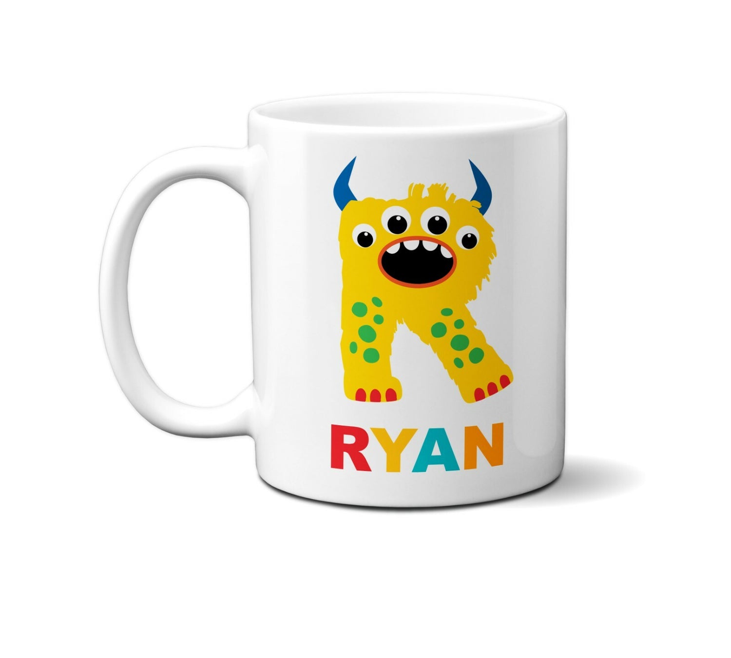 Personalised Children Monster Name Initial Letter Coffee Mug Gift 11oz Ceramic