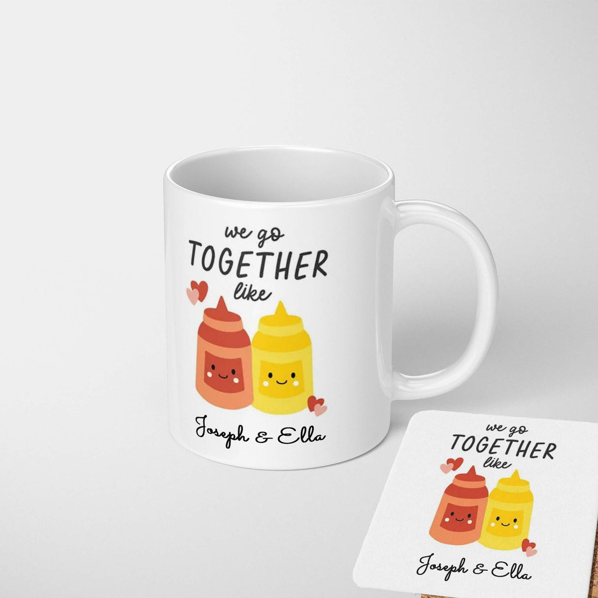 Personalised Name Valentines Love Gift Coffee Tea Mug + Coaster Option Him Her