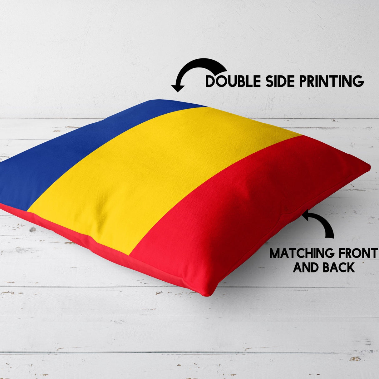 Romania Flag Design Filled Square Cushion - Decorative Throw Soft Gift Any Size
