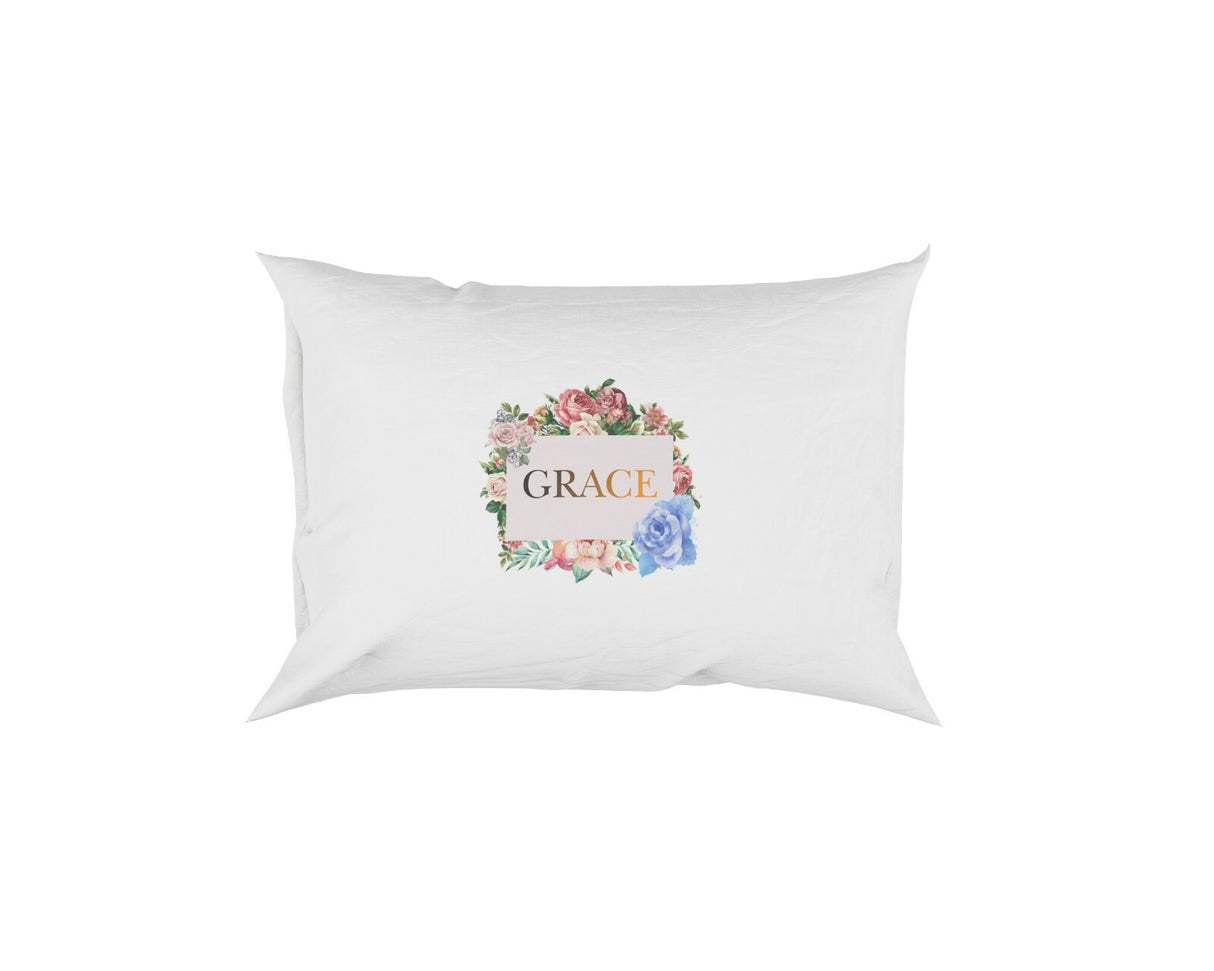 Personalised Name Floral Border Soft Pillowcase Pillow Case Cover