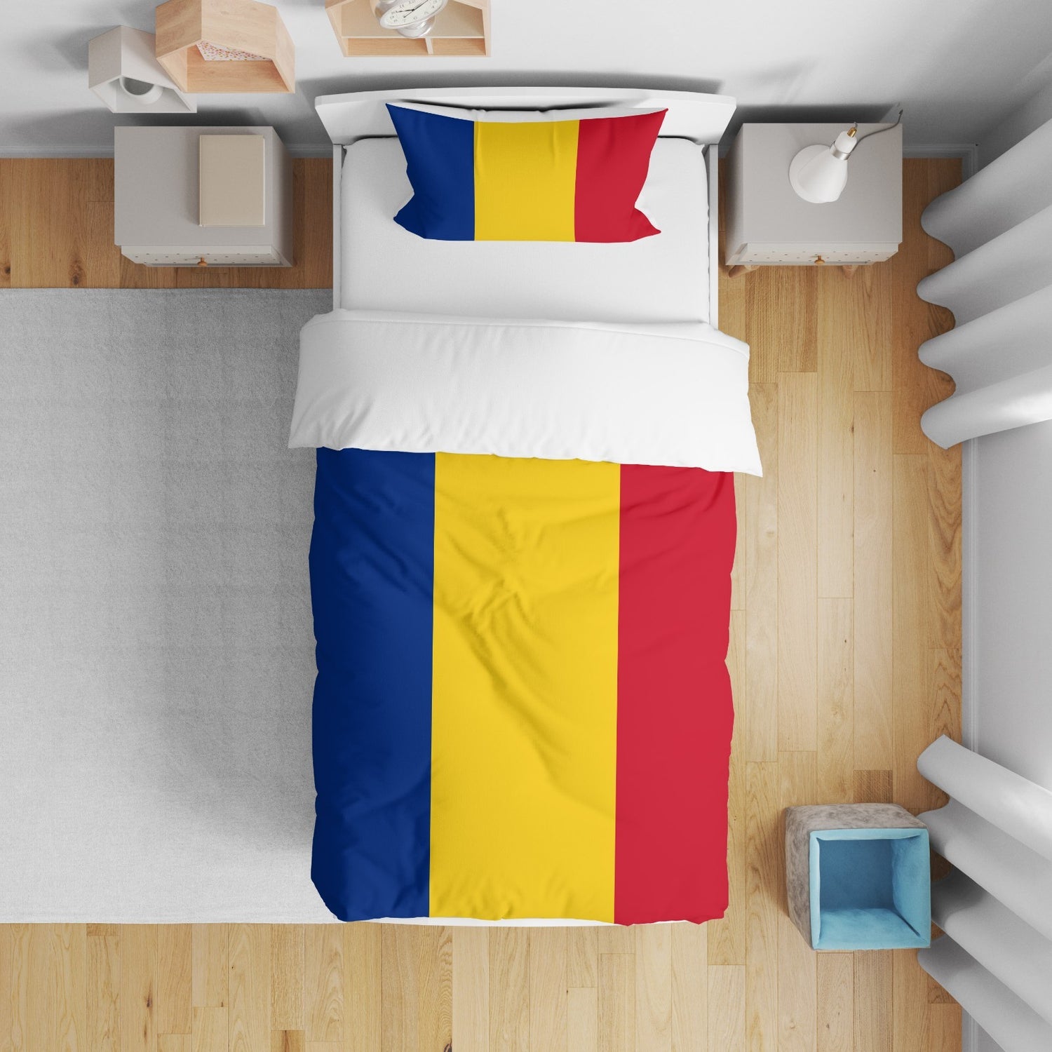 Romania Flag Design Cot Bed - Duvet Cover Toddler Pillowcase Gift Custom Cosy