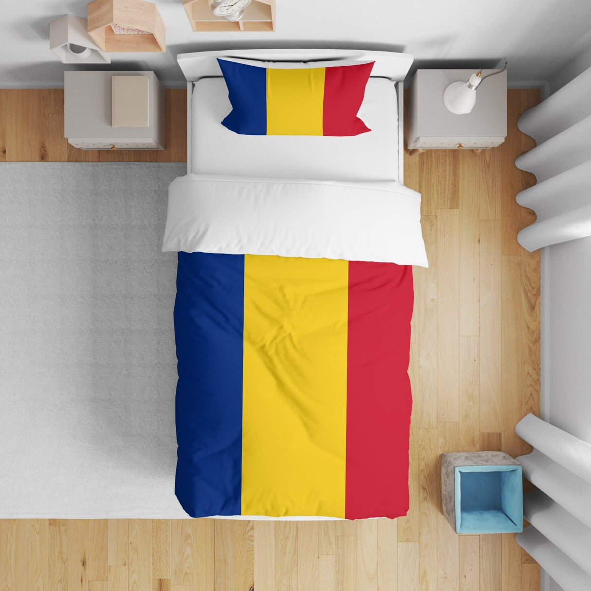 Romania Flag Design Cot Bed - Duvet Cover Toddler Pillowcase Gift Custom Cosy