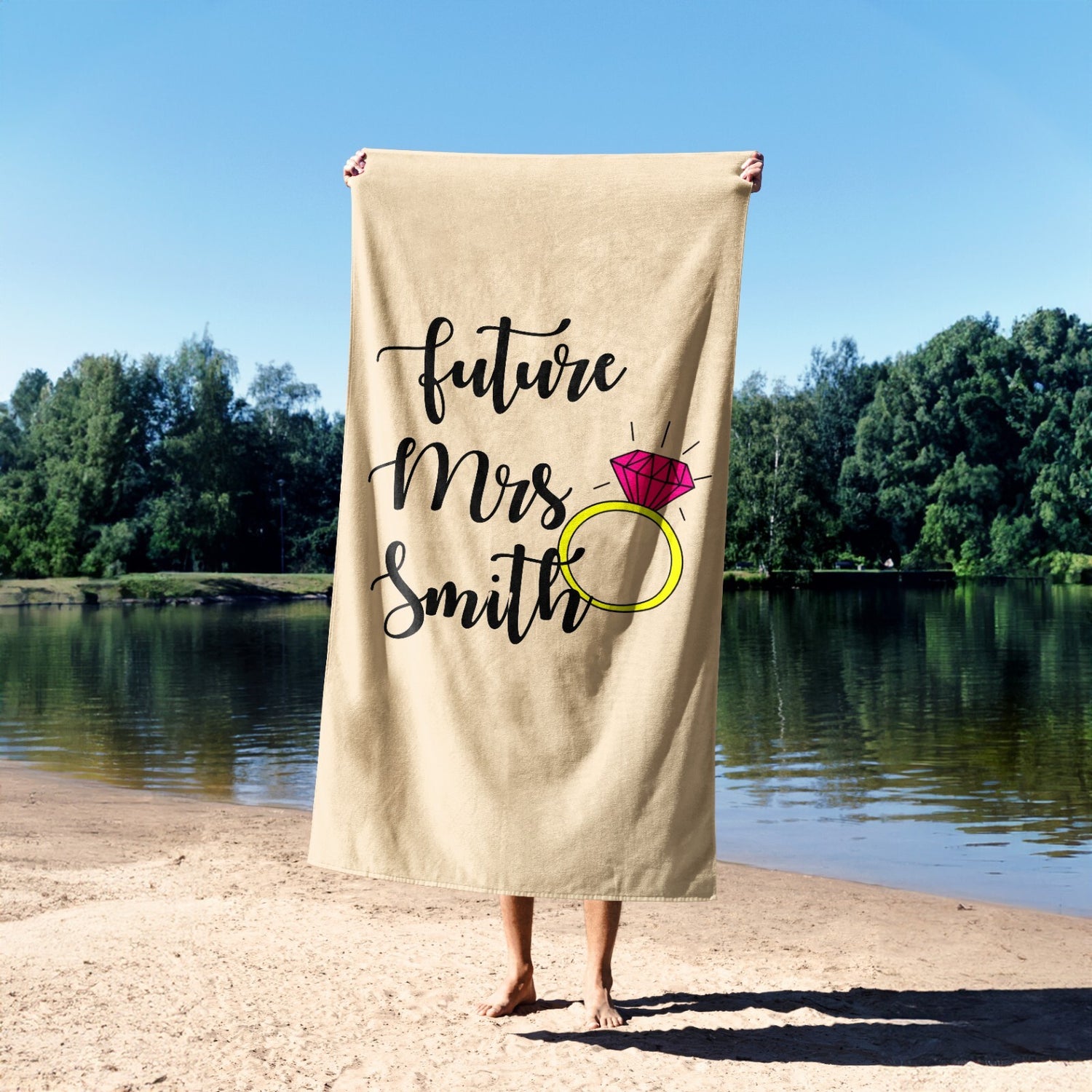Future Mrs Fiancé Wife To Be Romantic Novelty Absorbent Beach Bath Sheet Towel