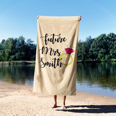 Future Mrs Fiancé Wife To Be Romantic Novelty Absorbent Beach Bath Sheet Towel