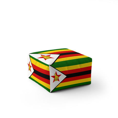 Zimbabwe Flag Patriotic Ottoman Filled Pouffe Footrest Washable Cover Custom