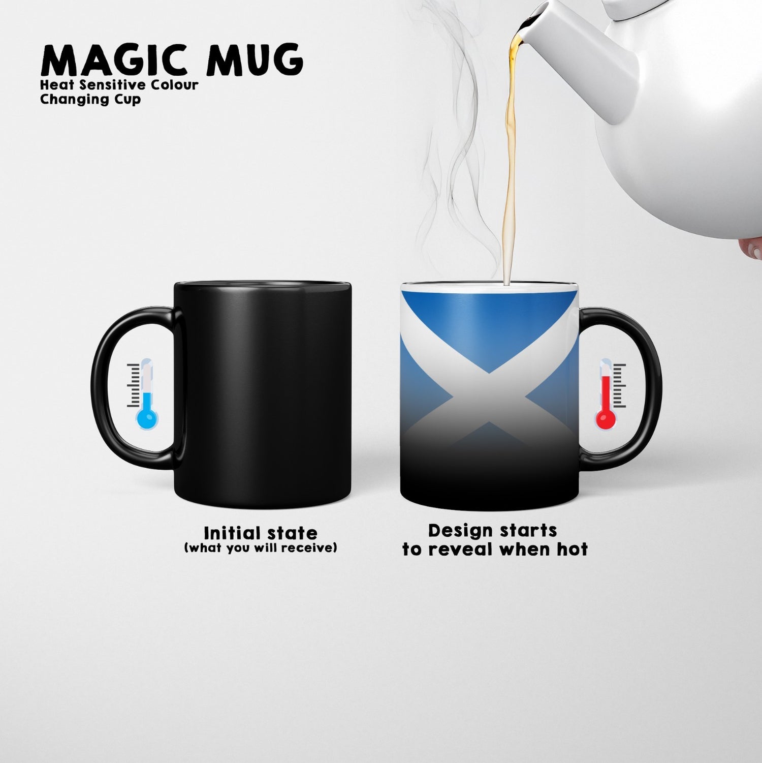 Scotland Flag Scottish Cross Heat Sensitive Magic Colour Changing Novelty Mug