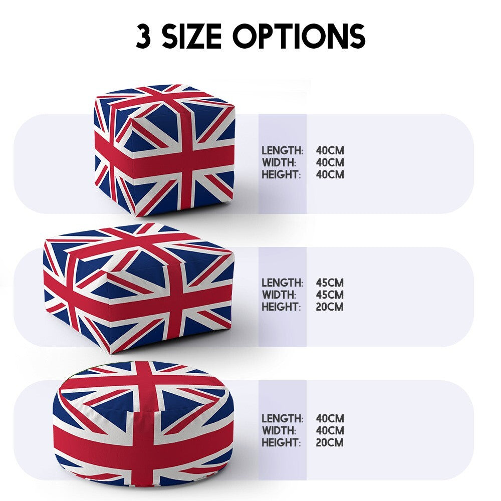 Great British Flag Union Jack Ottoman Filled Pouffe Footrest Inc Washable Cover