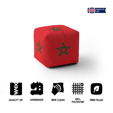 Morocco Flag Moroccan Ottoman Filled Pouffe Footrest Washable Cover Custom Gift