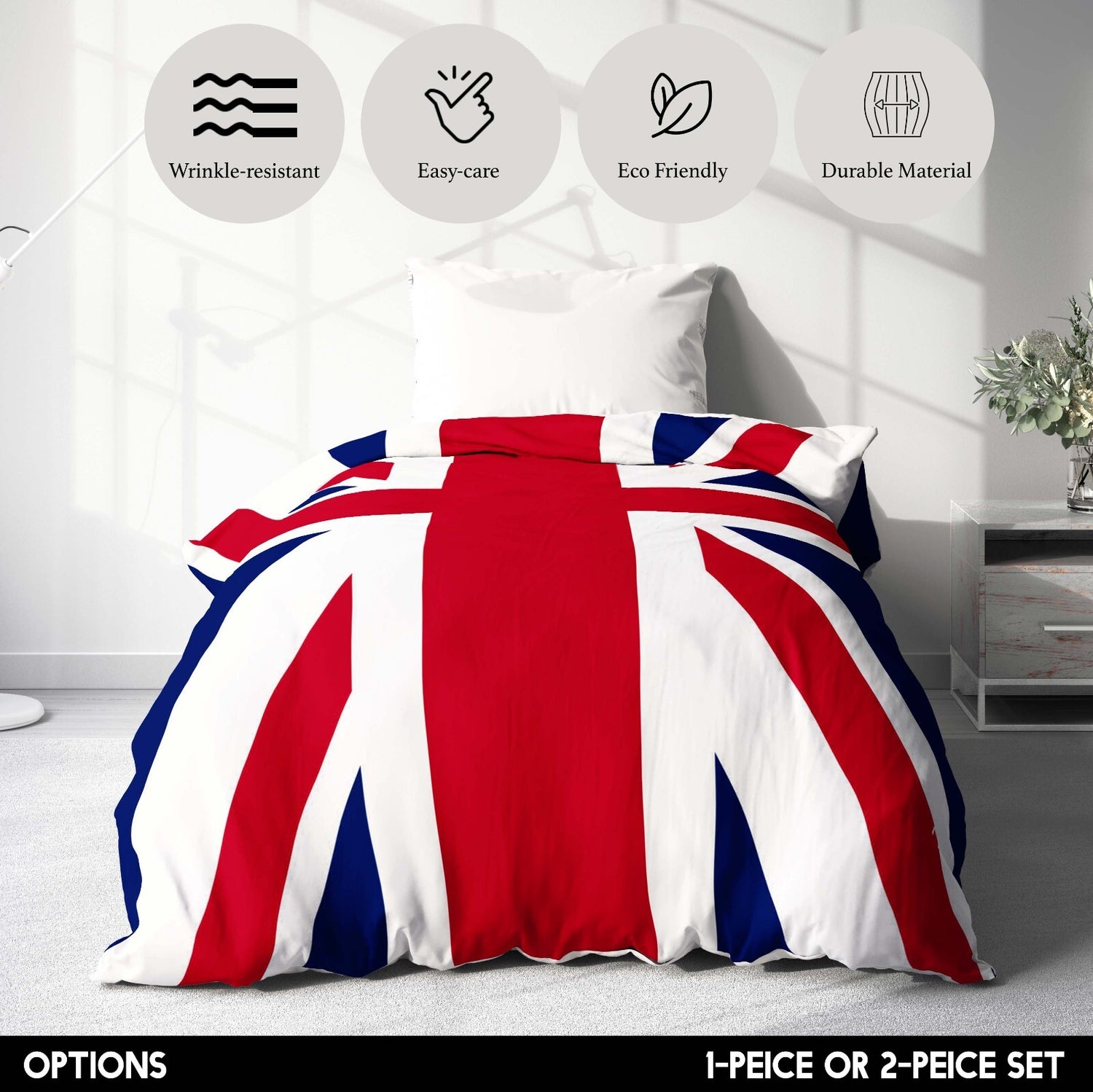 GB Flag Union Jack Flag Custom Made Soft Single Bed Duvet Cover Set Pillowcase