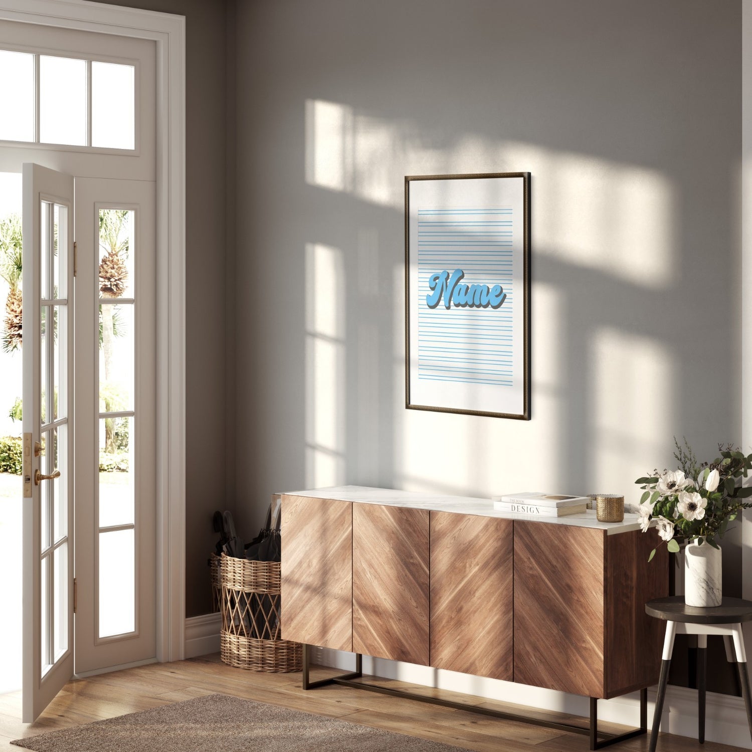 Personalised Custom Name Colour Stripe Retro Font Wall Art Poster Print & Decor