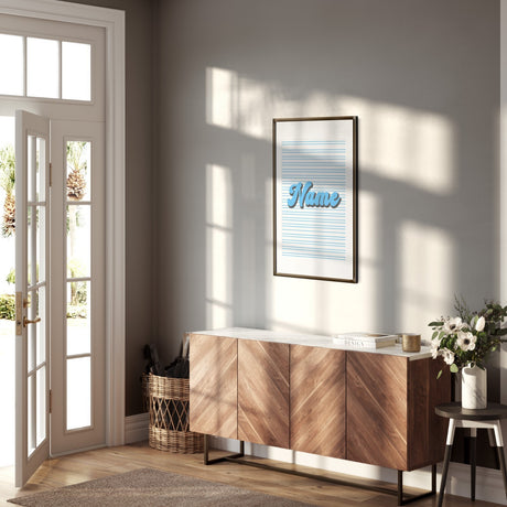 Personalised Custom Name Colour Stripe Retro Font Wall Art Poster Print & Decor