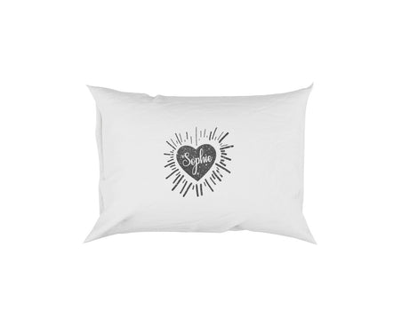 Personalised Name Love Heart Sparkles Soft Pillowcase Pillow Case Cover