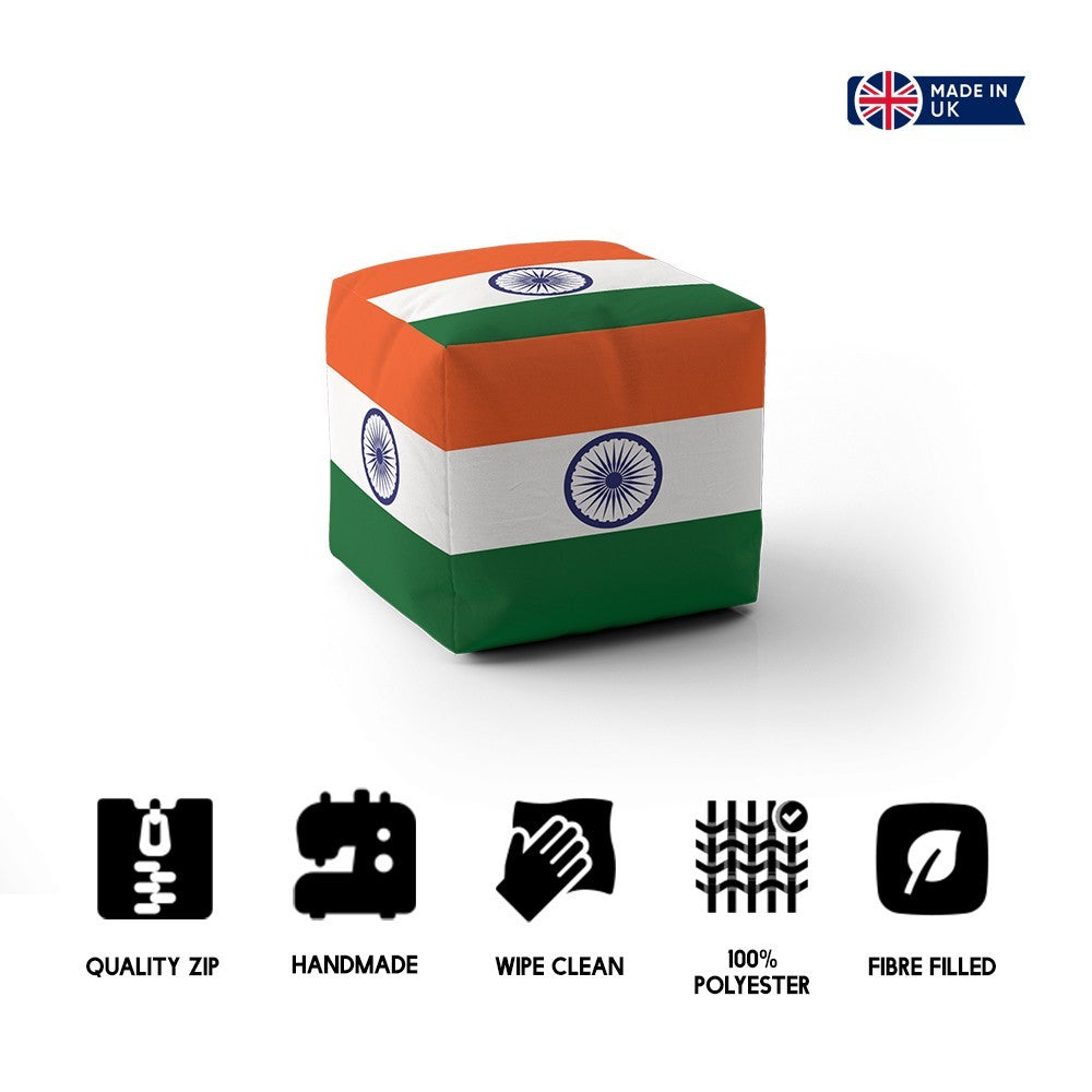 Indian Flag India Design Ottoman Filled Pouffe Footrest Washable Cover Custom