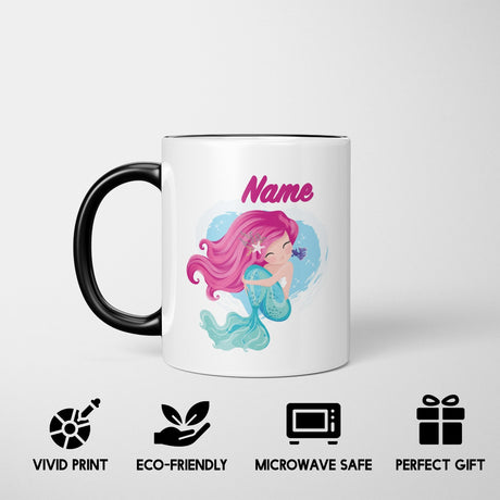 Personalised Custom Name Mermaid Heat Sensitive Colour Changing Novelty Mug