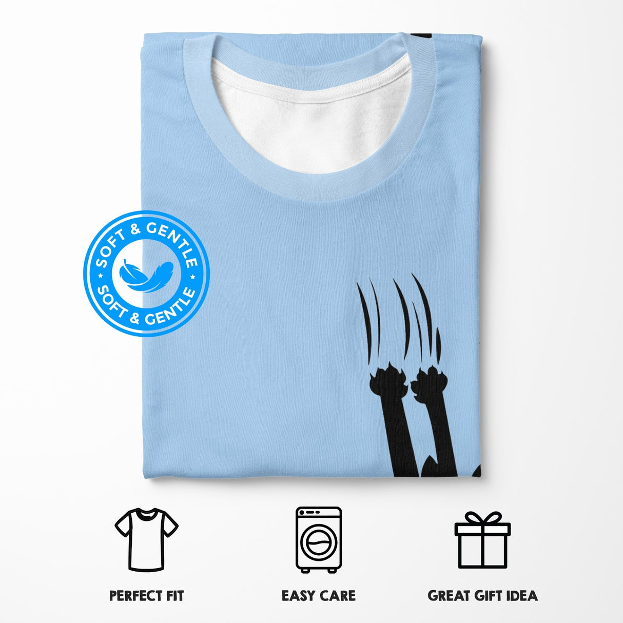 Personalised Black Cat Slipping Design Printed T-Shirt Unisex Choose Colour