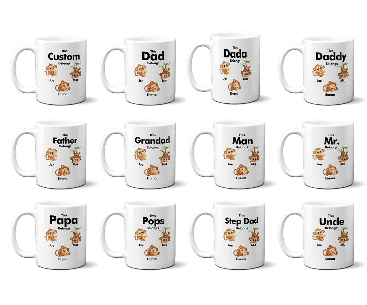 Personalised Mug Gift Dad Father Day Christmas Birthday New Born Monkey 11oz Mug