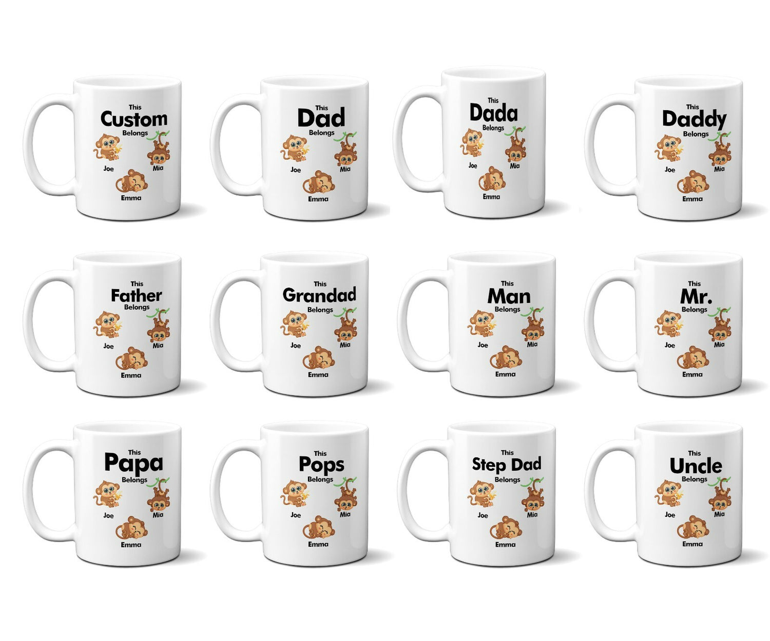 Personalised Mug Gift Dad Father Day Christmas Birthday New Born Monkey 11oz Mug