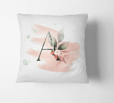 Personalised Gentle Blush Floral Pink Name Monogram Cushion Cover Case & Insert