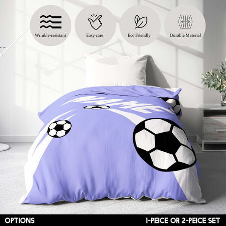 Personalised Custom Name Football Strike Kid Single Bed Duvet Cover + Pillowcase