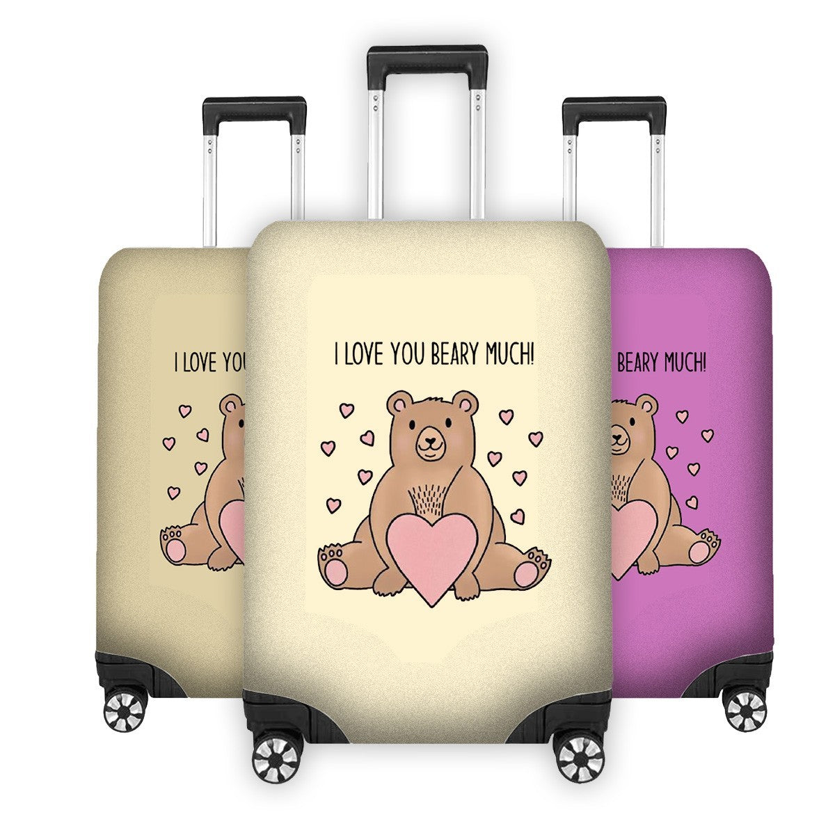 I Love You Beary Much Custom Luggage Cover Gift Personalised Suitcase Protector