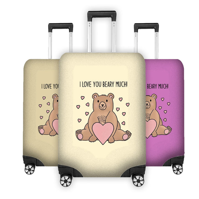 I Love You Beary Much Custom Luggage Cover Gift Personalised Suitcase Protector