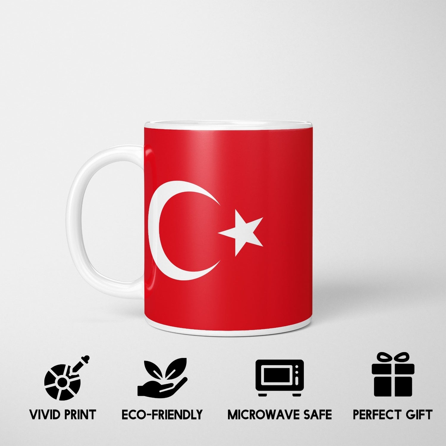 Turkey Flag Turkish Design Coffee Tea Mug Cup Set Coaster - Gift Him Her Custom