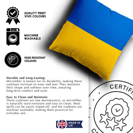 Ukraine Flag Ukrainian Design Filled Square Cushion Decorative Throw Gift Size