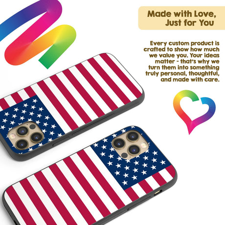 USA Flag America Printed iPhone Case Black TPU Cover Protector Custom Made Gift