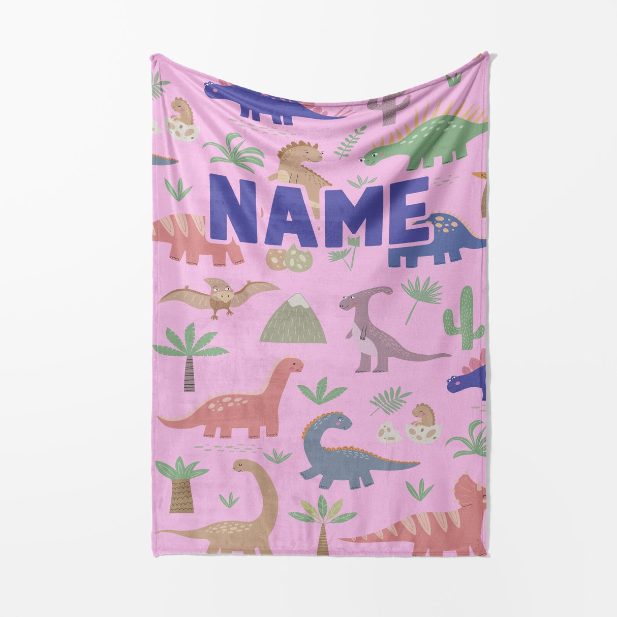 Personalised Custom Name Dinosaurs Clip Art Soft Warm Fleece Blanket Decoration