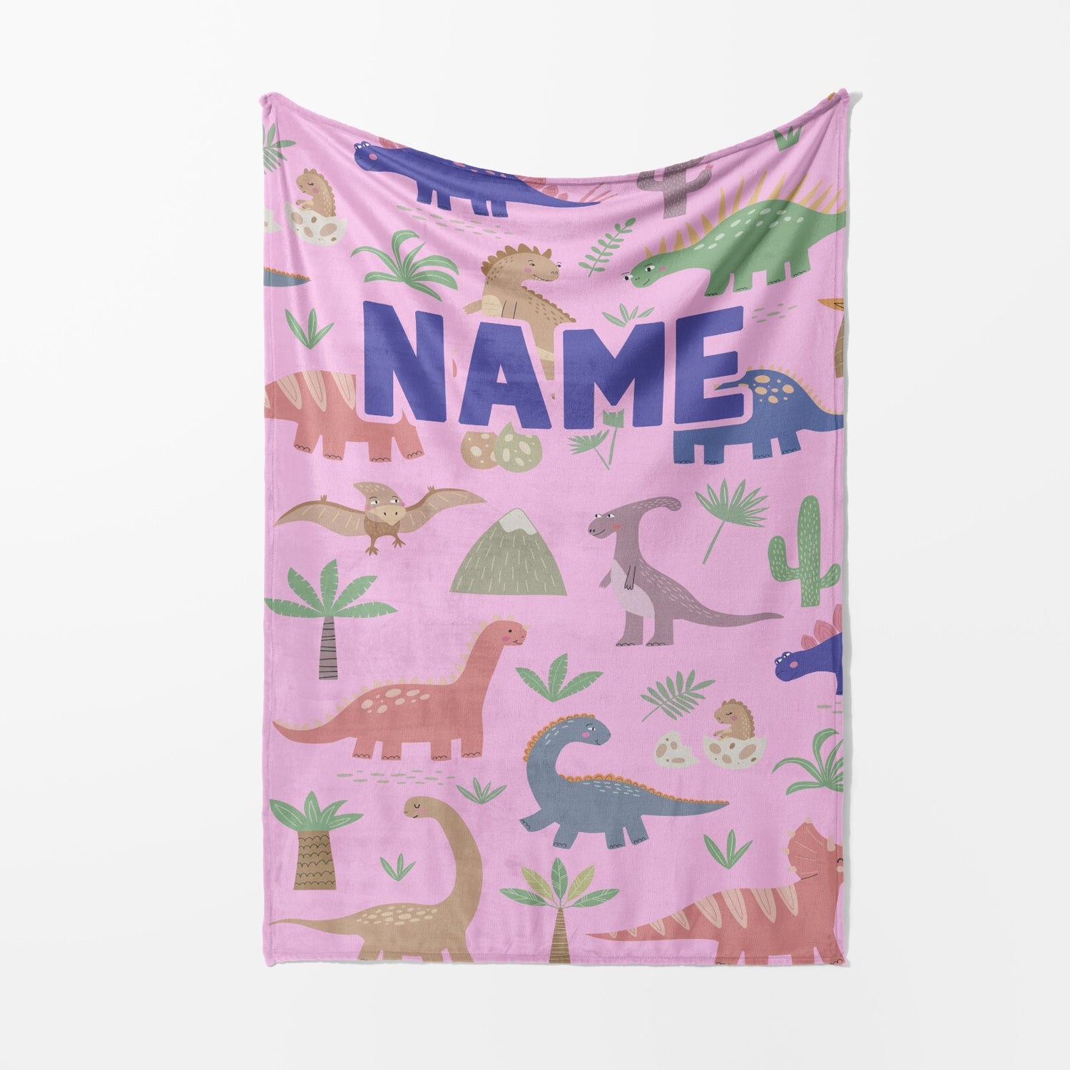 Personalised Custom Name Dinosaurs Clip Art Soft Warm Fleece Blanket Decoration