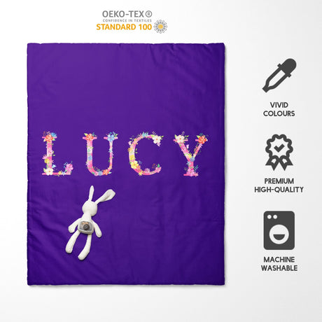 Personalised Name Pink Floral Font Toddler Cot Bedding Duvet Cover + Pillowcase