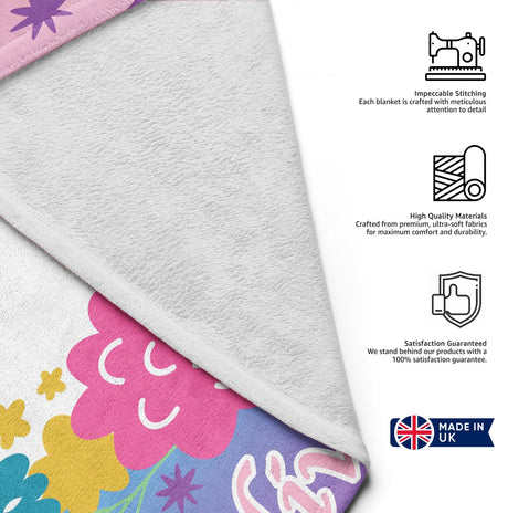 Personalised Name Unicorn Dream Fantasy Mythical Soft Warm Fleece Blanket Decor