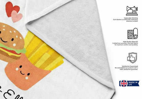 We Go Together Burger + Fries Personalised Name Custom Beach Bath Sheet Towel