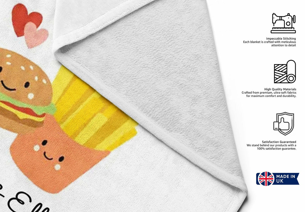 We Go Together Burger + Fries Personalised Name Custom Beach Bath Sheet Towel