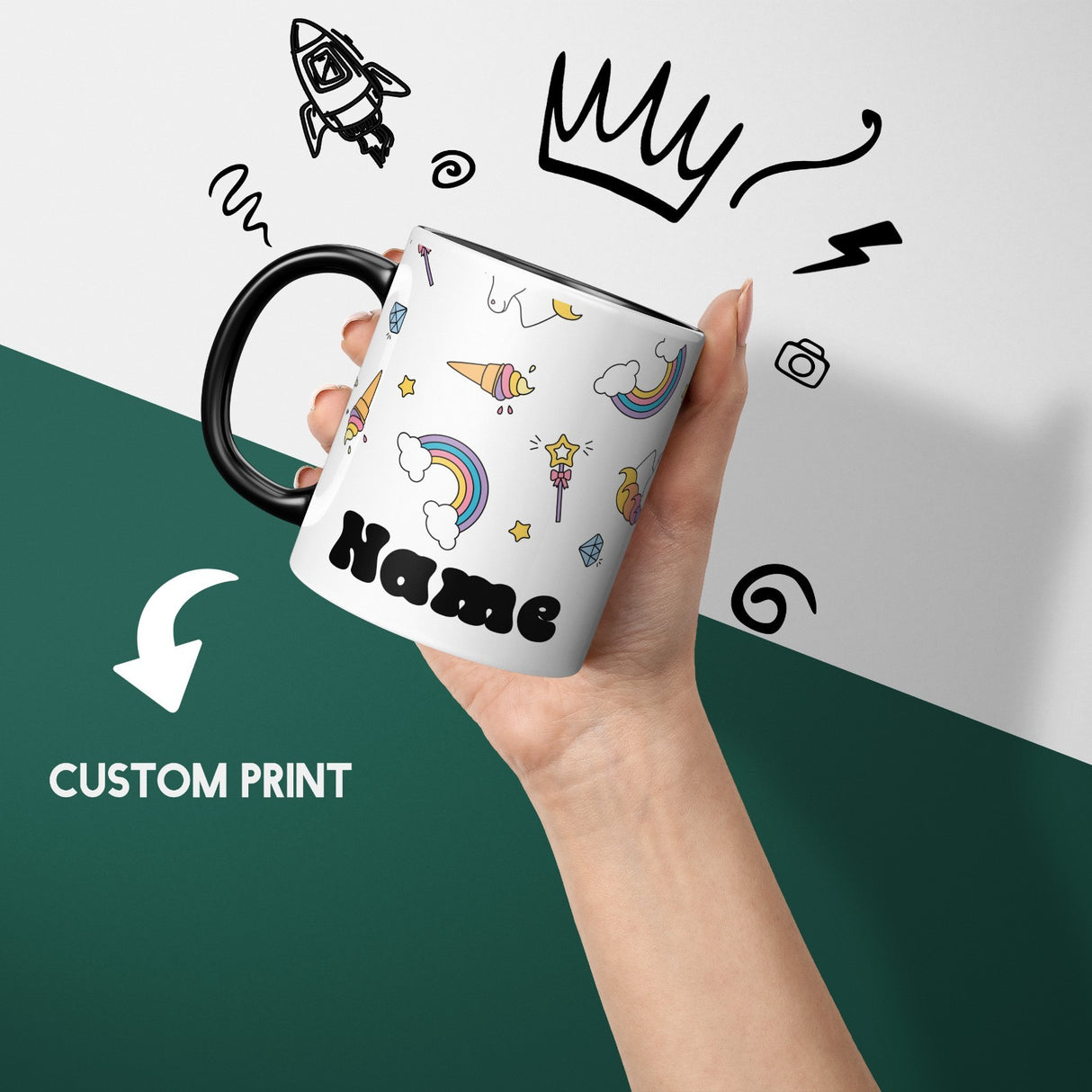 Personalised Unicorn Ice Cream Heat Sensitive Magic Colour Changing Novelty Mug