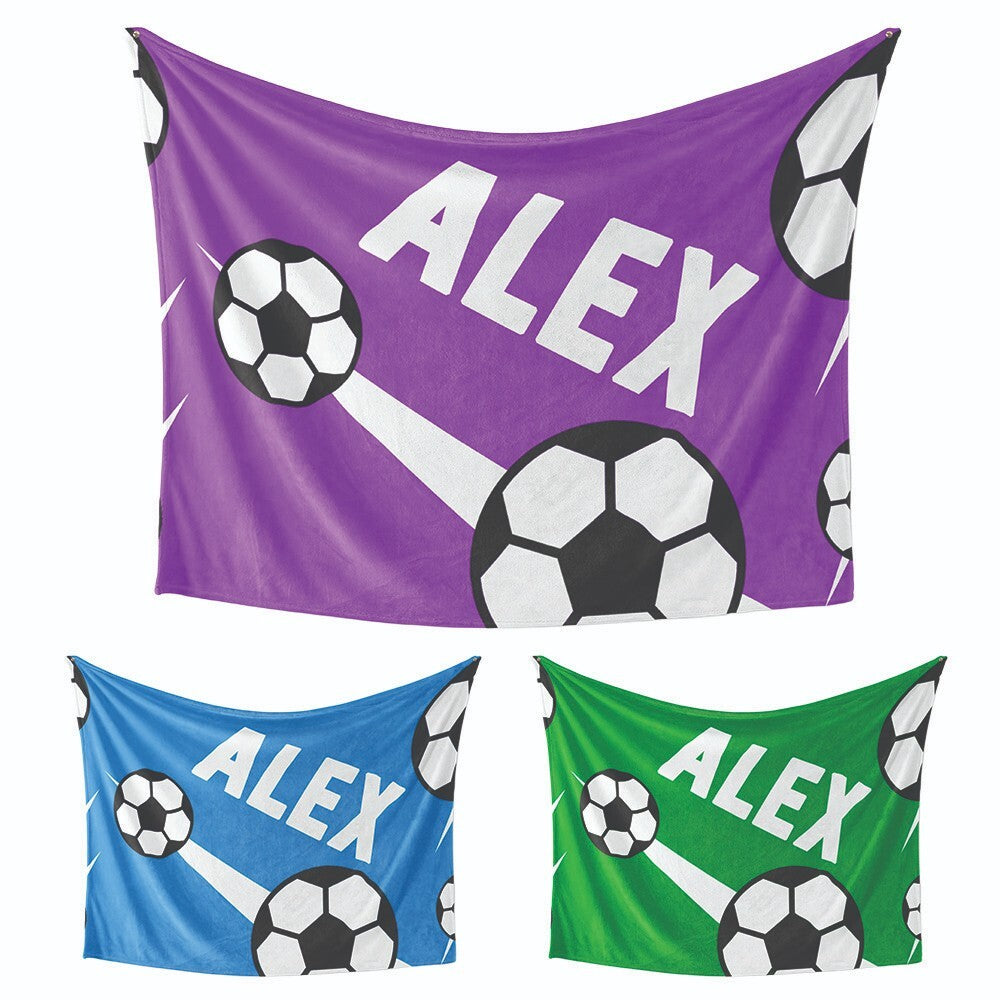 Personalised Custom Name Football Strike Soft Warm Fleece Blanket Decoration