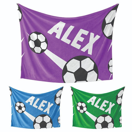 Personalised Custom Name Football Strike Soft Warm Fleece Blanket Decoration