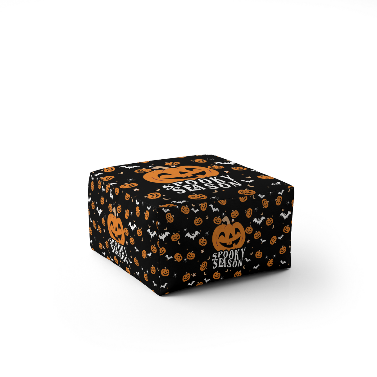 Halloween Spooky Season Pumpkin Custom Ottoman Filled Pouffe Washable Cover Gift