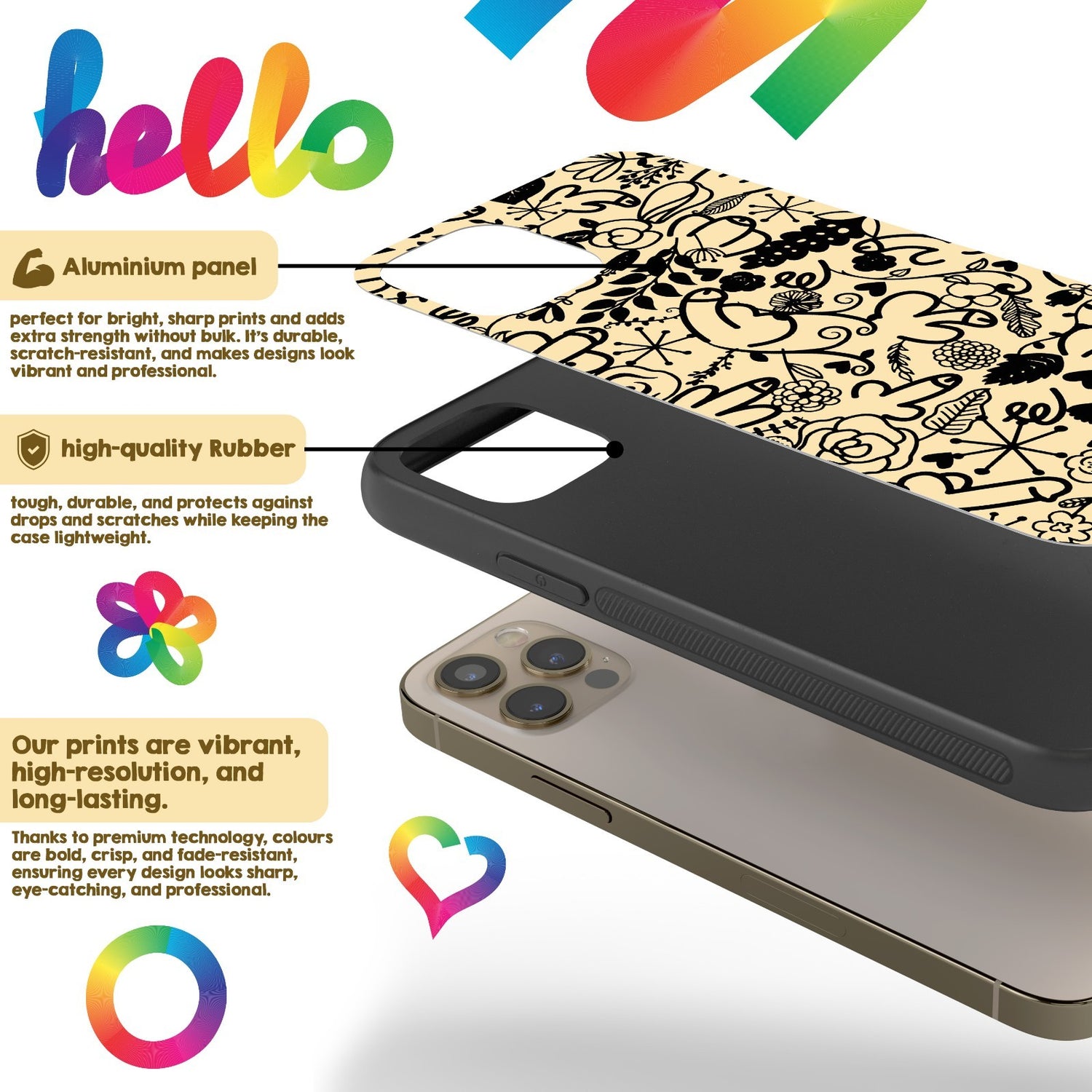 Floral Willy Personalised Custom Rude Funny Cover - Printed iPhone Black Case