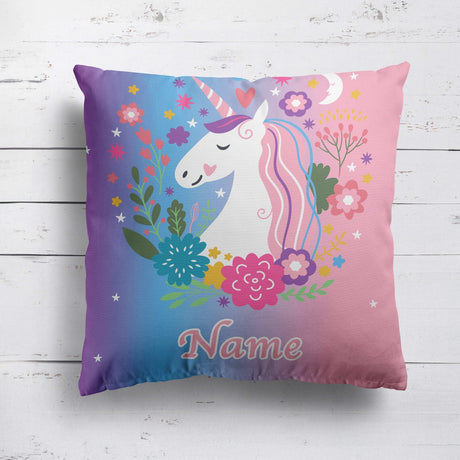 Personalised Name Unicorn Dream Fantasy Mythical Square Fill Zip Cushion Throw