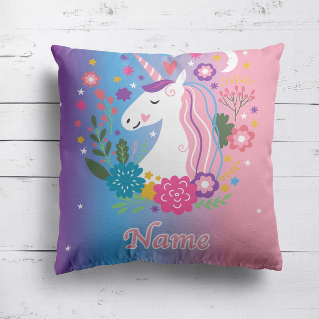 Personalised Name Unicorn Dream Fantasy Mythical Square Fill Zip Cushion Throw