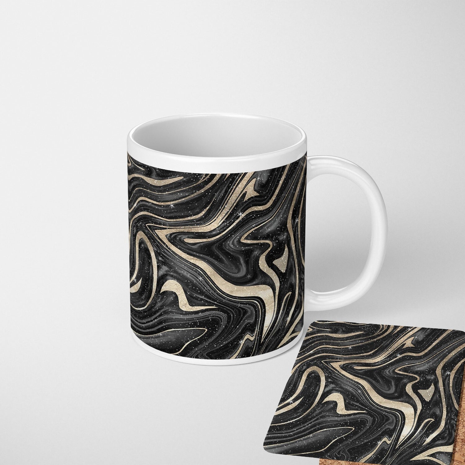 Liquid Marble Custom Design Coffee Tea Mug + Coaster Option Gift For Him Her