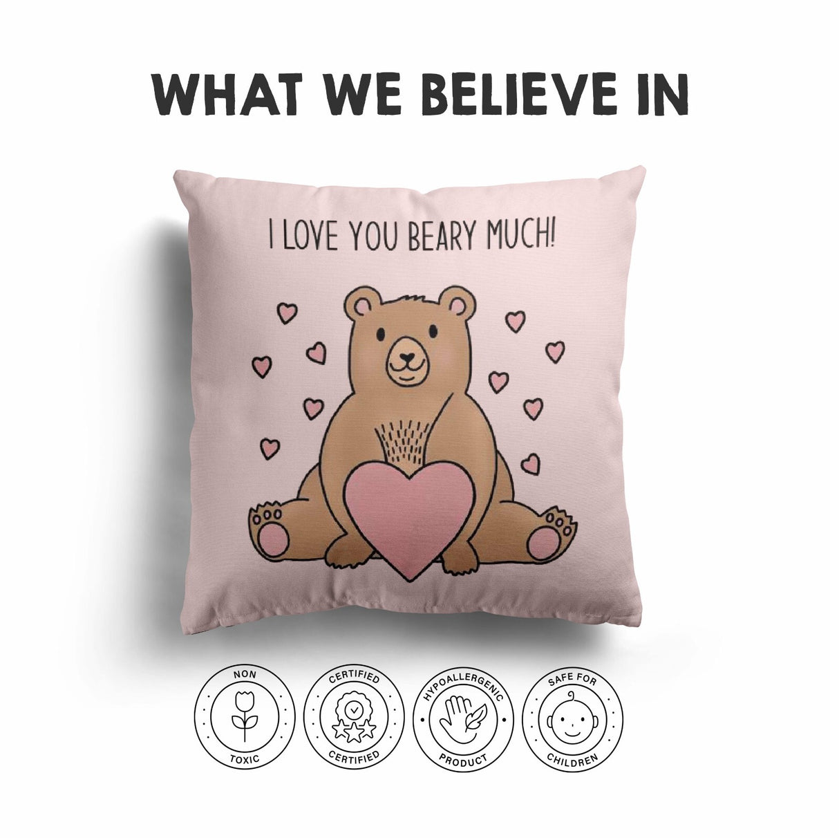 I Love You Beary Much Valentines Love Cheeky Cute Square Filled Cushion Decor