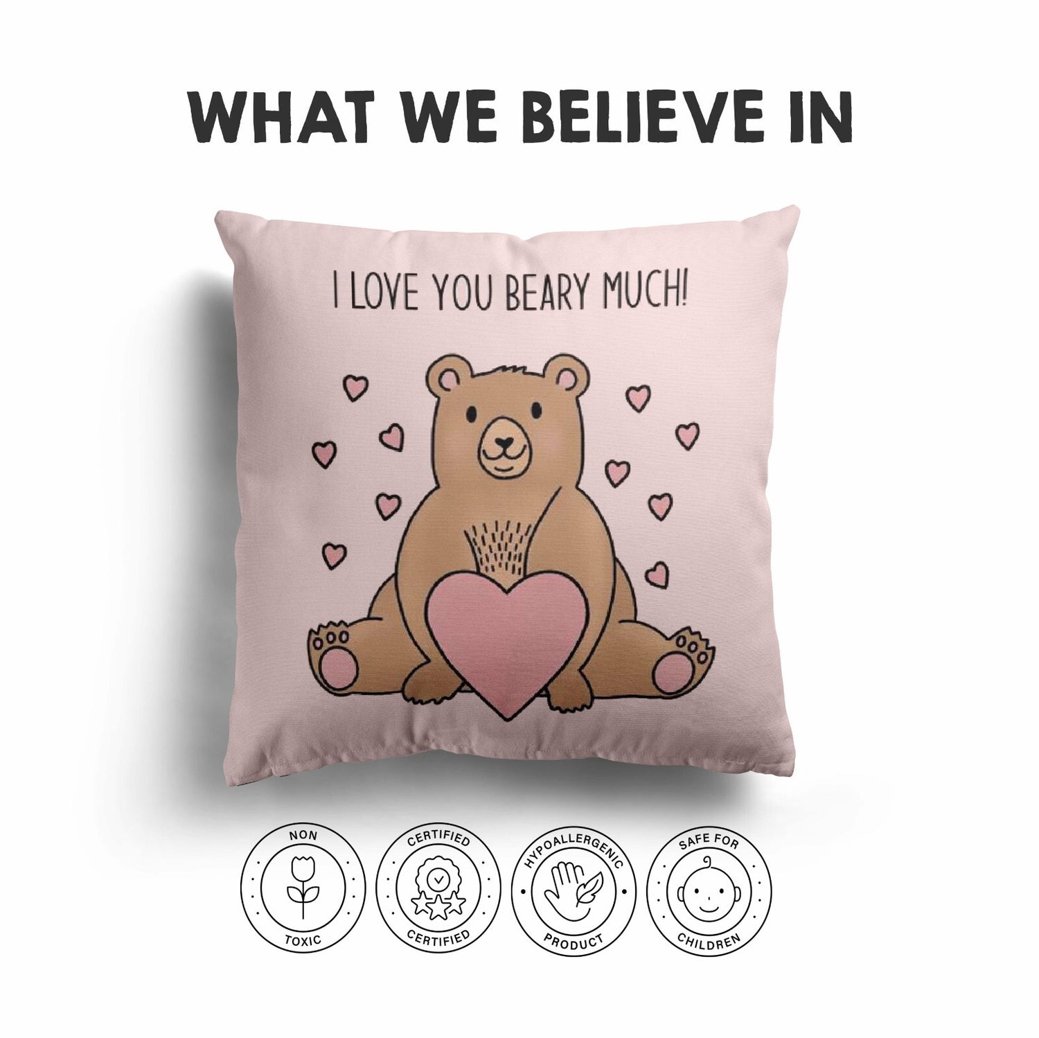 I Love You Beary Much Valentines Love Cheeky Cute Square Filled Cushion Decor