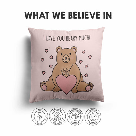 I Love You Beary Much Valentines Love Cheeky Cute Square Filled Cushion Decor