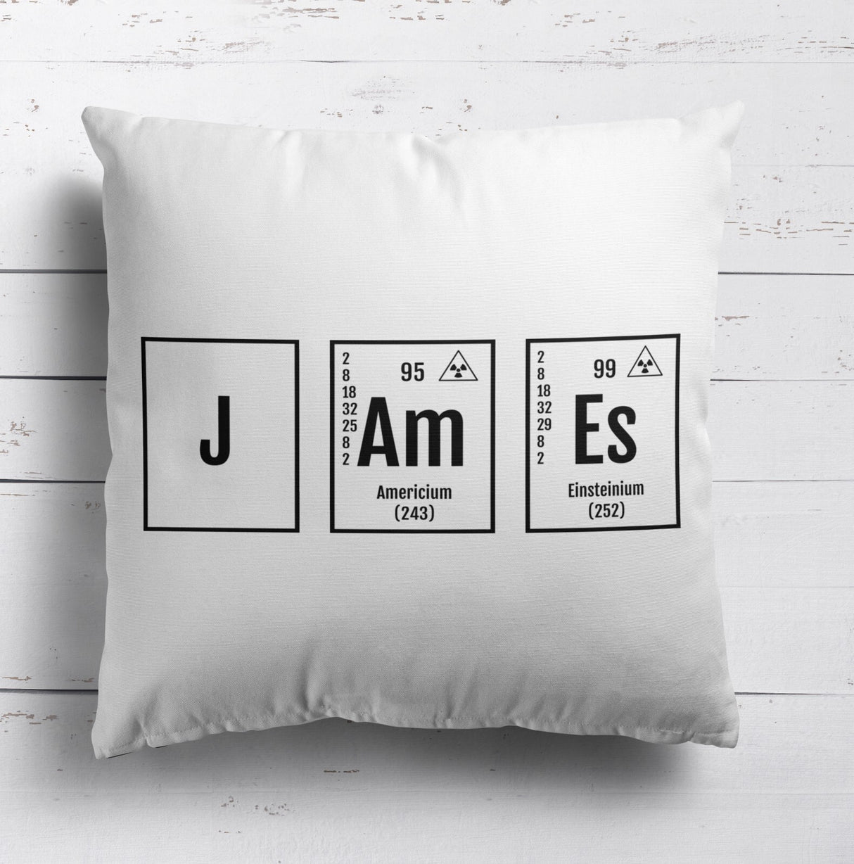 Personalised Name Science Chemical Periodic Table Square Filled Cushion Decor