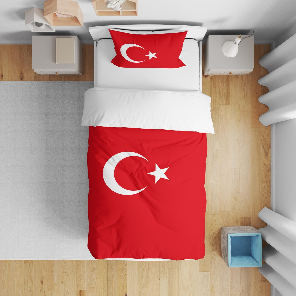 Turkey Flag Turkish Cot Bed Duvet Cover Toddler Pillowcase Design Gift Custom