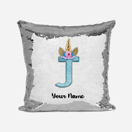 Personalised Unicorn Sparkly Monogram Alphabet Sequin Magic Cushion Cover+Pillow
