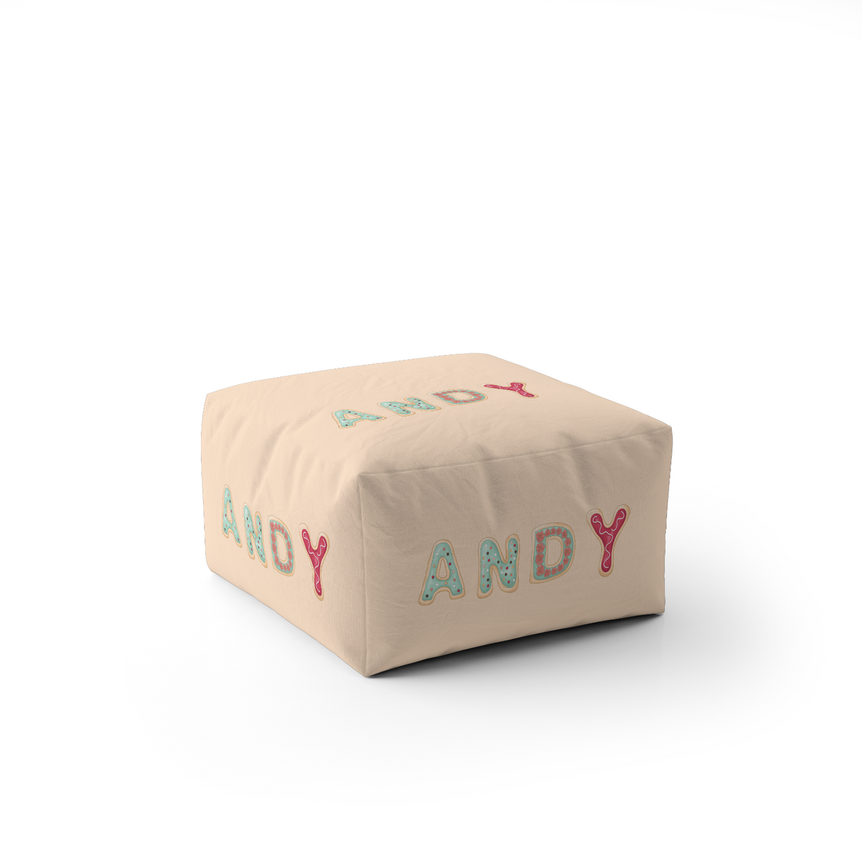 Personalised Any Name Cookie Alphabet Font Ottoman Filled Pouffe Washable Cover